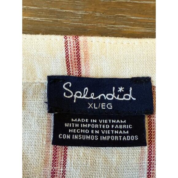 SPLENDID Linen Blend Pink Striped Boho Top Shirt Blouse Women size XL - Picture 5 of 8